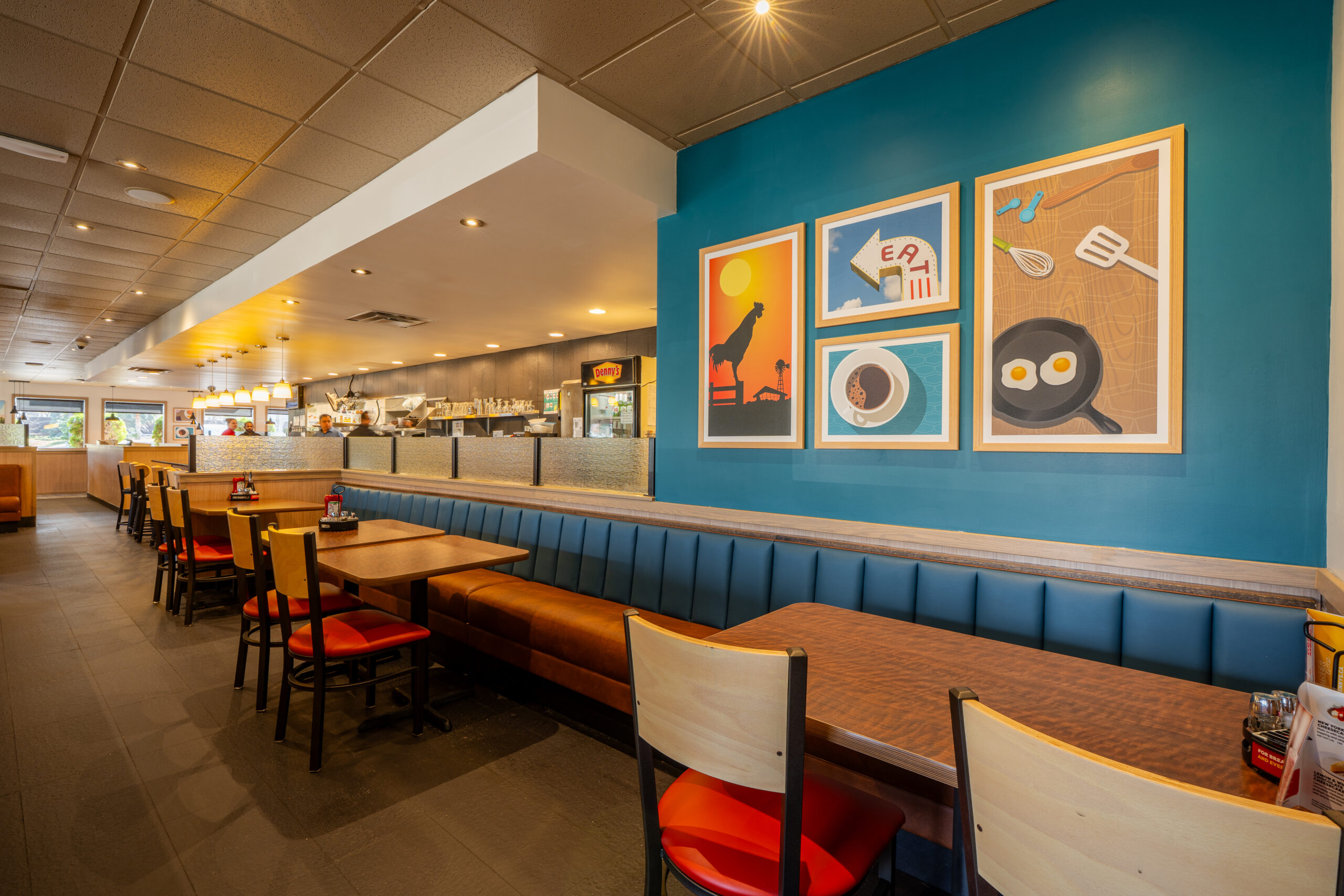 Interior of a Denny's restaurant